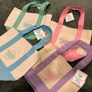 Trader Joe’s Pastel Canvas Mini Tote Bag Set - Pastel Pink, Blue, Green, Purple